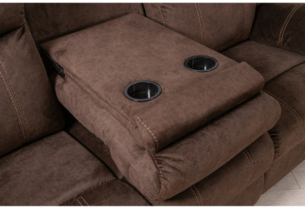 HomeRoots 80" Dark Brown Reclining Sofa with USB, Plush Toss Pillow & Modern Silver Legs for Ultimate Comfort 559214