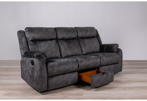 HomeRoots 80" Dark Gray Reclining Sofa with USB Charging, Toss Pillow & Stylish Silver Legs for Modern Living 559215