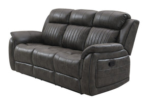 HomeRoots 83" Charcoal Reclining Sofa with USB, Toss Pillow & Silver Legs for Ultimate Comfort & Style 559219
