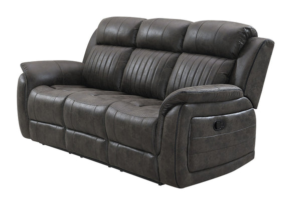 HomeRoots 83" Charcoal Reclining Sofa with USB, Toss Pillow & Silver Legs for Ultimate Comfort & Style 559219