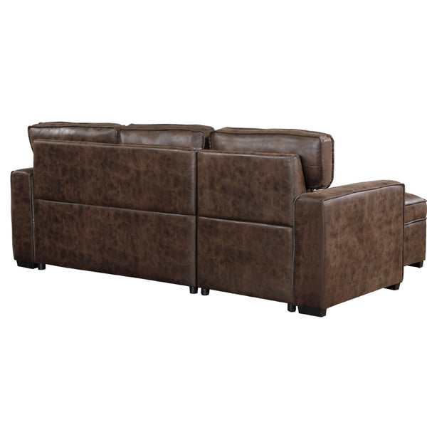 HomeRoots 92" Dark Brown Sleeper Sofa with USB, Toss Pillow & Black Legs for Stylish Comfort & Functionality 559220