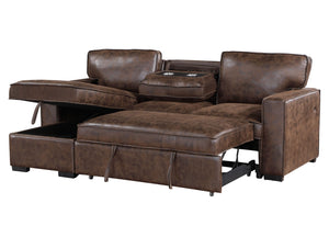 HomeRoots 92" Dark Brown Sleeper Sofa with USB, Toss Pillow & Black Legs for Stylish Comfort & Functionality 559220