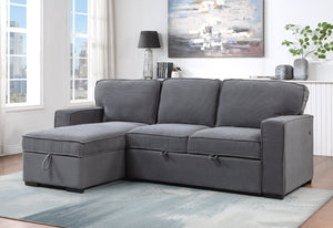 HomeRoots 92" Light Gray Sleeper Sofa with USB Charging, Toss Pillow & Stylish Black Legs for Modern Living 559221