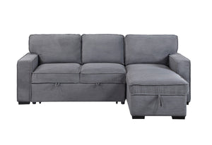 HomeRoots 92" Light Gray Sleeper Sofa with USB Charging, Toss Pillow & Stylish Black Legs for Modern Living 559221