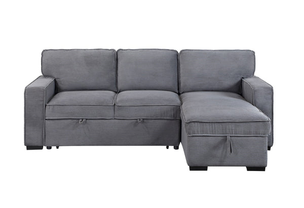 HomeRoots 92" Light Gray Sleeper Sofa with USB Charging, Toss Pillow & Stylish Black Legs for Modern Living 559221