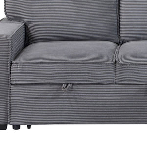HomeRoots 92" Light Gray Sleeper Sofa with USB Charging, Toss Pillow & Stylish Black Legs for Modern Living 559221