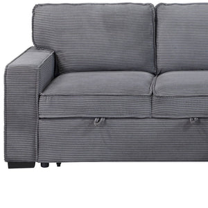 HomeRoots 92" Light Gray Sleeper Sofa with USB Charging, Toss Pillow & Stylish Black Legs for Modern Living 559221