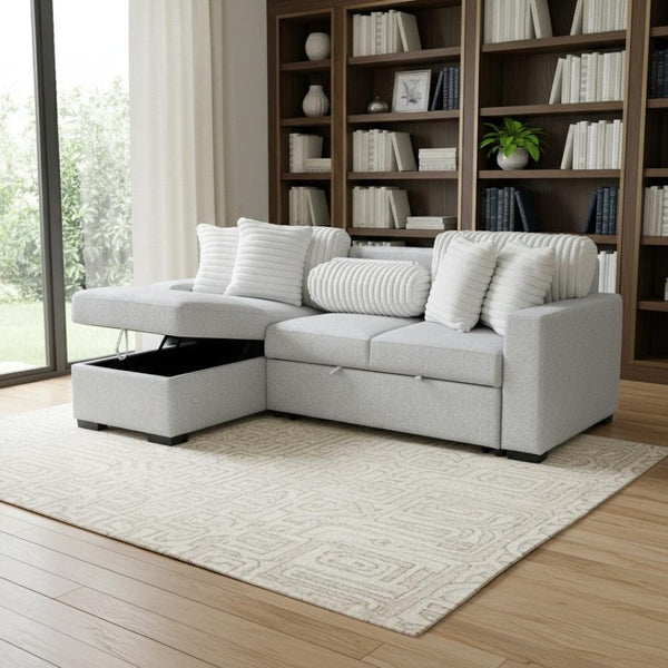 HomeRoots 92" Gray and White Sleeper Sofa with Toss Pillow – Modern Comfort, Versatile Design & Easy Care 559222