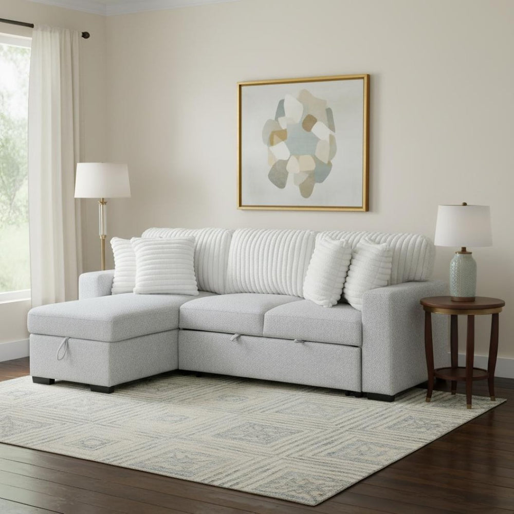 HomeRoots 92" Gray and White Sleeper Sofa with Toss Pillow – Modern Comfort, Versatile Design & Easy Care 559222