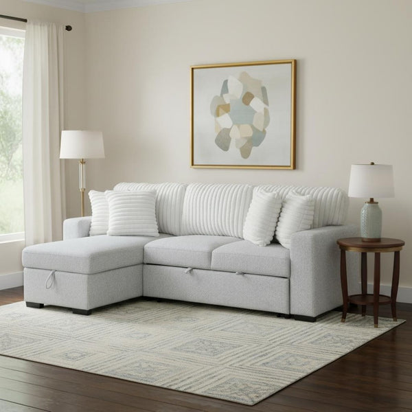 HomeRoots 92" Gray and White Sleeper Sofa with Toss Pillow – Modern Comfort, Versatile Design & Easy Care 559222
