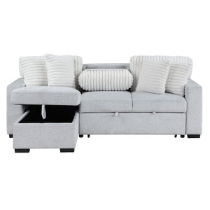 HomeRoots 92" Gray and White Sleeper Sofa with Toss Pillow – Modern Comfort, Versatile Design & Easy Care 559222