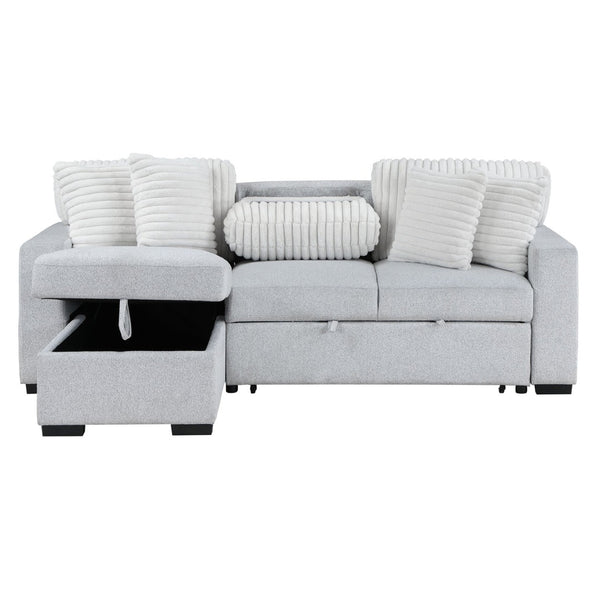 HomeRoots 92" Gray and White Sleeper Sofa with Toss Pillow – Modern Comfort, Versatile Design & Easy Care 559222