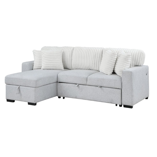 HomeRoots 92" Gray and White Sleeper Sofa with Toss Pillow – Modern Comfort, Versatile Design & Easy Care 559222