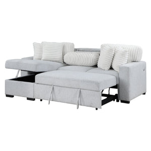 HomeRoots 92" Gray and White Sleeper Sofa with Toss Pillow – Modern Comfort, Versatile Design & Easy Care 559222