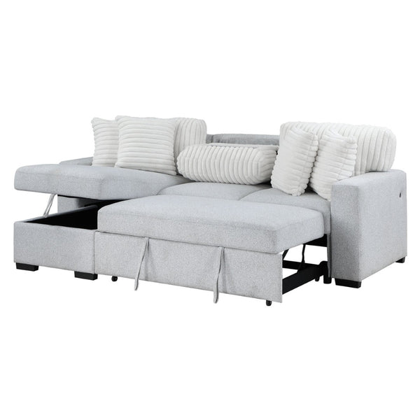 HomeRoots 92" Gray and White Sleeper Sofa with Toss Pillow – Modern Comfort, Versatile Design & Easy Care 559222