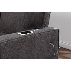 HomeRoots 92" Dark Gray Sleeper Sofa with Pull-Out Bed, Toss Pillow & Sleek Black Legs for Modern Living Spaces 559225