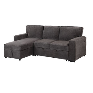 HomeRoots 92" Dark Gray Sleeper Sofa with Pull-Out Bed, Toss Pillow & Sleek Black Legs for Modern Living Spaces 559225
