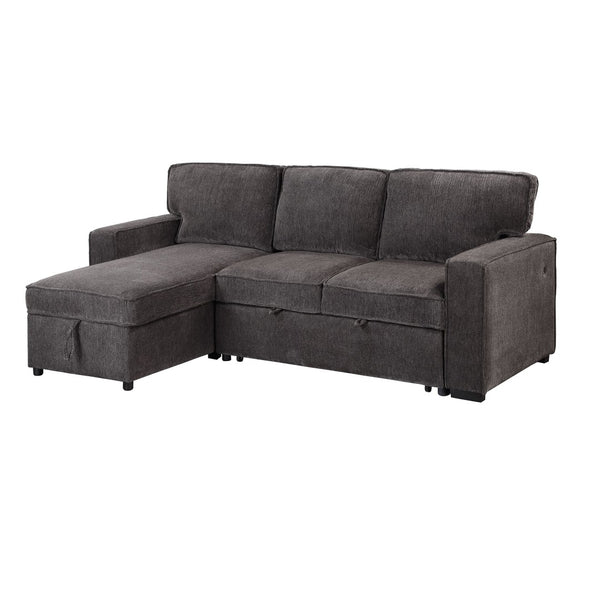 HomeRoots 92" Dark Gray Sleeper Sofa with Pull-Out Bed, Toss Pillow & Sleek Black Legs for Modern Living Spaces 559225