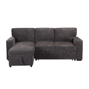 HomeRoots 92" Dark Gray Sleeper Sofa with Pull-Out Bed, Toss Pillow & Sleek Black Legs for Modern Living Spaces 559225