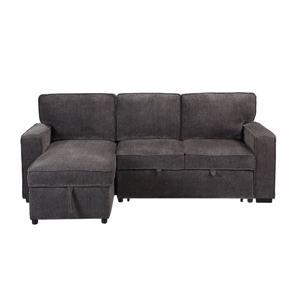 HomeRoots 92" Dark Gray Sleeper Sofa with Pull-Out Bed, Toss Pillow & Sleek Black Legs for Modern Living Spaces 559225