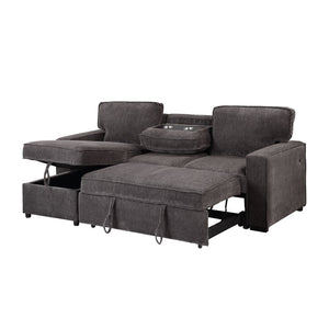 HomeRoots 92" Dark Gray Sleeper Sofa with Pull-Out Bed, Toss Pillow & Sleek Black Legs for Modern Living Spaces 559225