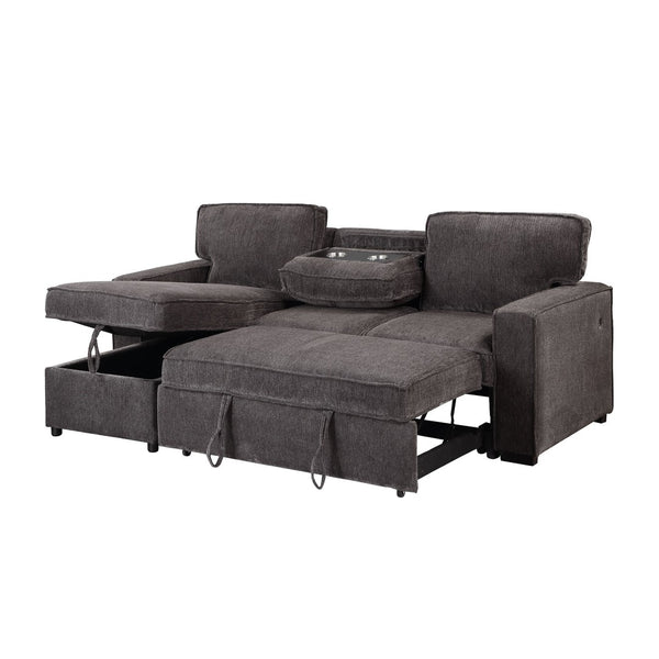 HomeRoots 92" Dark Gray Sleeper Sofa with Pull-Out Bed, Toss Pillow & Sleek Black Legs for Modern Living Spaces 559225