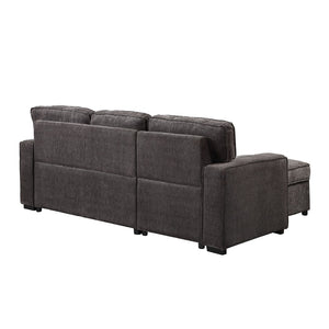 HomeRoots 92" Dark Gray Sleeper Sofa with Pull-Out Bed, Toss Pillow & Sleek Black Legs for Modern Living Spaces 559225