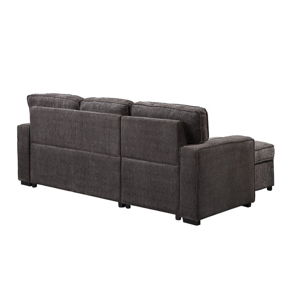 HomeRoots 92" Dark Gray Sleeper Sofa with Pull-Out Bed, Toss Pillow & Sleek Black Legs for Modern Living Spaces 559225