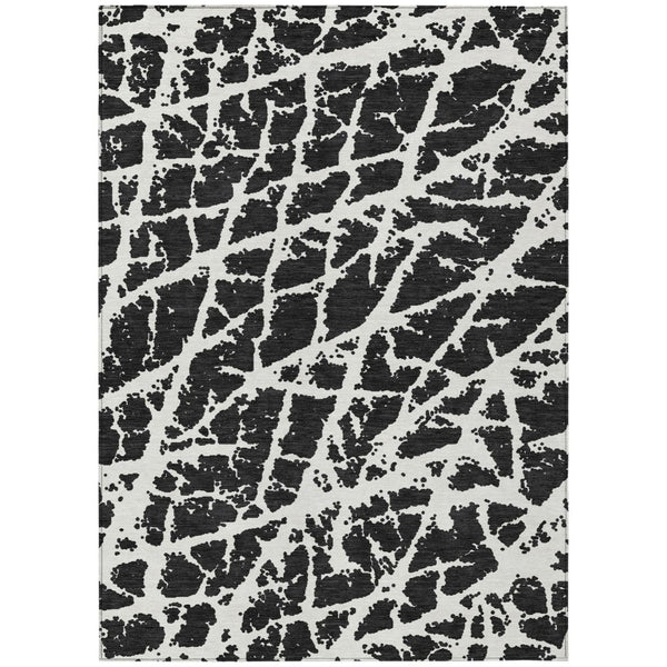 HomeRoots 5' Beige and Ivory Abstract Area Rug - Washable, Non-Skid, Stylish for Indoor and Outdoor Spaces 5' X 8' 559239