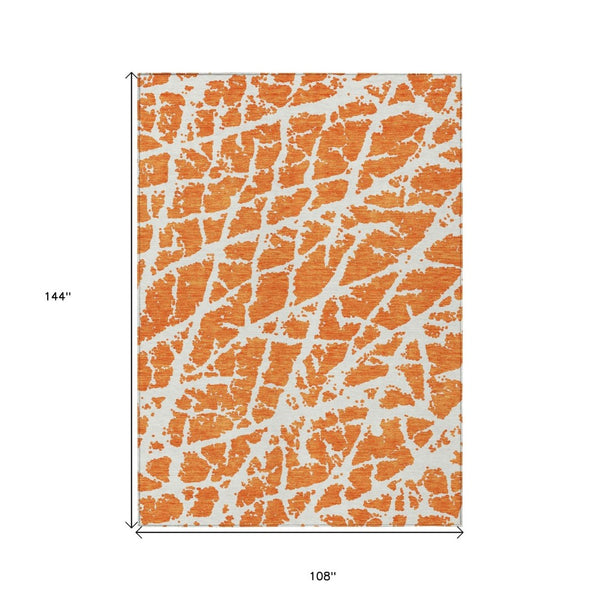 HomeRoots 5' Beige and Ivory Abstract Area Rug - Washable, Non-Skid, Stylish for Indoor and Outdoor Spaces 9' X 12' 559287