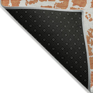 HomeRoots 5' Beige and Ivory Abstract Area Rug - Washable, Non-Skid, Stylish for Indoor and Outdoor Spaces 9' X 12' 559287