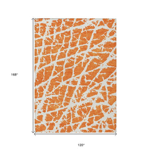 HomeRoots 5' Beige and Ivory Abstract Area Rug - Washable, Non-Skid, Stylish for Indoor and Outdoor Spaces 10' X 14' 559288