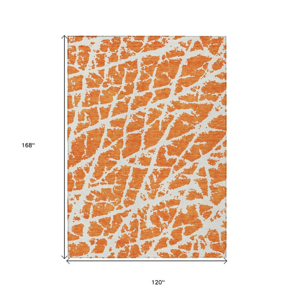 HomeRoots 5' Beige and Ivory Abstract Area Rug - Washable, Non-Skid, Stylish for Indoor and Outdoor Spaces 10' X 14' 559288