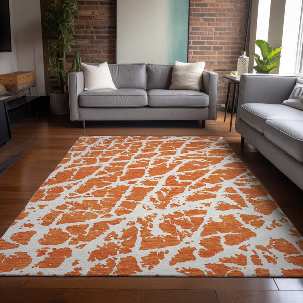 HomeRoots 5' Beige and Ivory Abstract Area Rug - Washable, Non-Skid, Stylish for Indoor and Outdoor Spaces 10' X 14' 559288