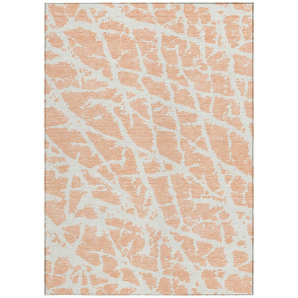 HomeRoots 5' Beige and Ivory Abstract Area Rug - Washable, Non-Skid, Stylish for Indoor and Outdoor Spaces 5' X 8' 559293