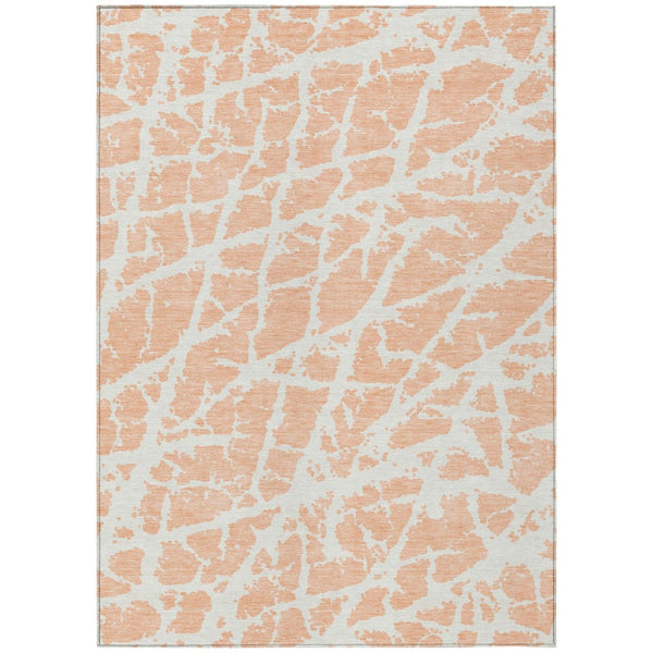 HomeRoots 5' Beige and Ivory Abstract Area Rug - Washable, Non-Skid, Stylish for Indoor and Outdoor Spaces 5' X 8' 559293