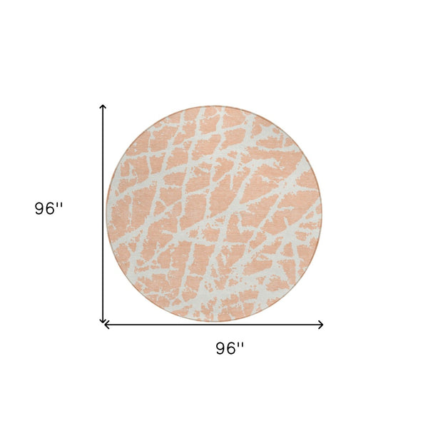 HomeRoots 5' Beige and Ivory Abstract Area Rug - Washable, Non-Skid, Stylish for Indoor and Outdoor Spaces 8' Round 559294
