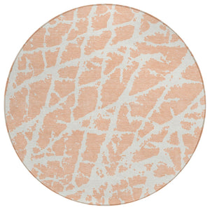 HomeRoots 5' Beige and Ivory Abstract Area Rug - Washable, Non-Skid, Stylish for Indoor and Outdoor Spaces 8' Round 559294