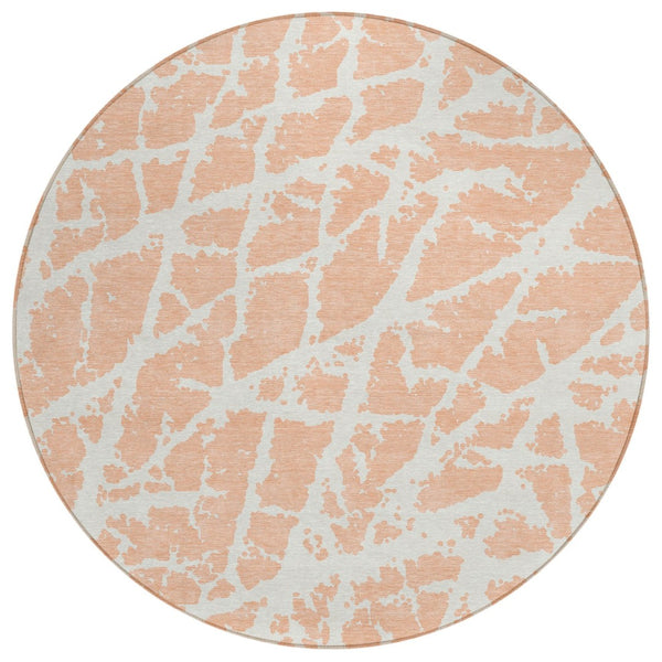 HomeRoots 5' Beige and Ivory Abstract Area Rug - Washable, Non-Skid, Stylish for Indoor and Outdoor Spaces 8' Round 559294