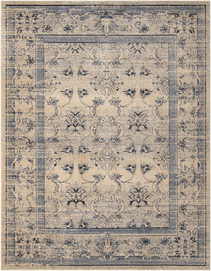 Unique Loom La Jolla Botanica Machine Made Floral Rug Ivory Blue, Beige/Blue/Light Blue/Ivory 9' 10" x 13' 0"
