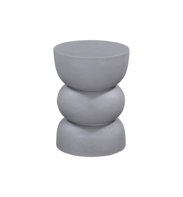 Basset Mirror Haven Accent Table – Modern Stacked Design In Light Gray Faux Plaster For Elegant Home Decor Gray Wood ,Plaster 5593-lr-223