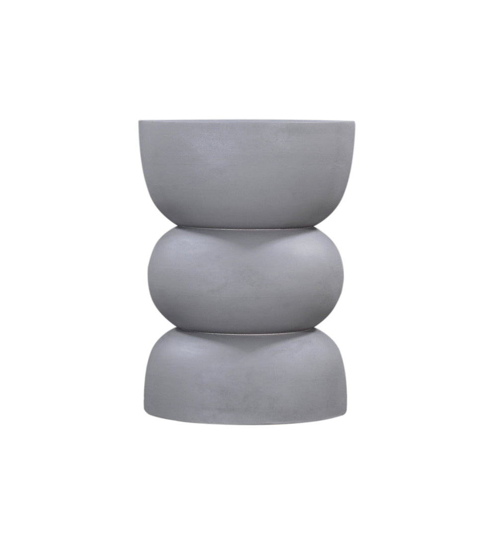 Basset Mirror Haven Accent Table – Modern Stacked Design In Light Gray Faux Plaster For Elegant Home Decor Gray Wood ,Plaster 5593-lr-223