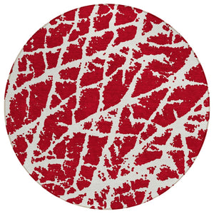 HomeRoots 5' Beige and Ivory Abstract Area Rug - Washable, Non-Skid, Stylish for Indoor and Outdoor Spaces 8' Round 559321
