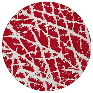 HomeRoots 5' Beige and Ivory Abstract Area Rug - Washable, Non-Skid, Stylish for Indoor and Outdoor Spaces 8' Round 559321
