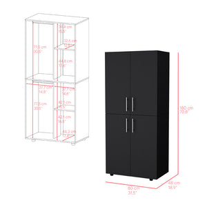 English Elm Armoire Moscow Black Bedroom Closet Cabinet with Dual Rods, Shelves & Durable Engineered Wood Design B092S00262
