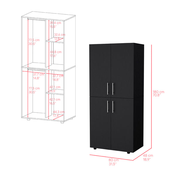 English Elm Armoire Moscow Black Bedroom Closet Cabinet with Dual Rods, Shelves & Durable Engineered Wood Design B092S00262
