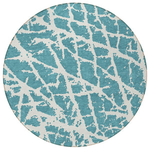 HomeRoots 5' Beige and Ivory Abstract Area Rug - Washable, Non-Skid, Stylish for Indoor and Outdoor Spaces 8' Round 559330