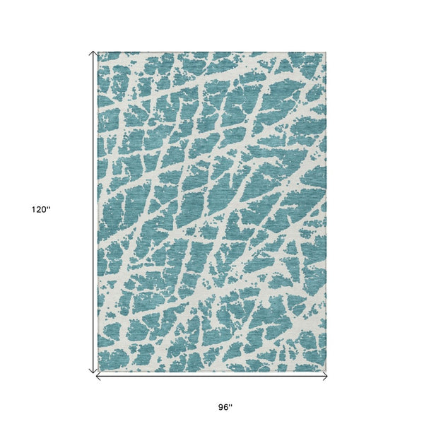 HomeRoots 5' Beige and Ivory Abstract Area Rug - Washable, Non-Skid, Stylish for Indoor and Outdoor Spaces 8' X 10' 559331