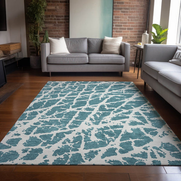 HomeRoots 5' Beige and Ivory Abstract Area Rug - Washable, Non-Skid, Stylish for Indoor and Outdoor Spaces 8' X 10' 559331