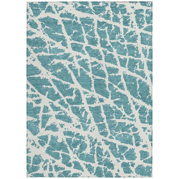 HomeRoots 5' Beige and Ivory Abstract Area Rug - Washable, Non-Skid, Stylish for Indoor and Outdoor Spaces 9' X 12' 559332